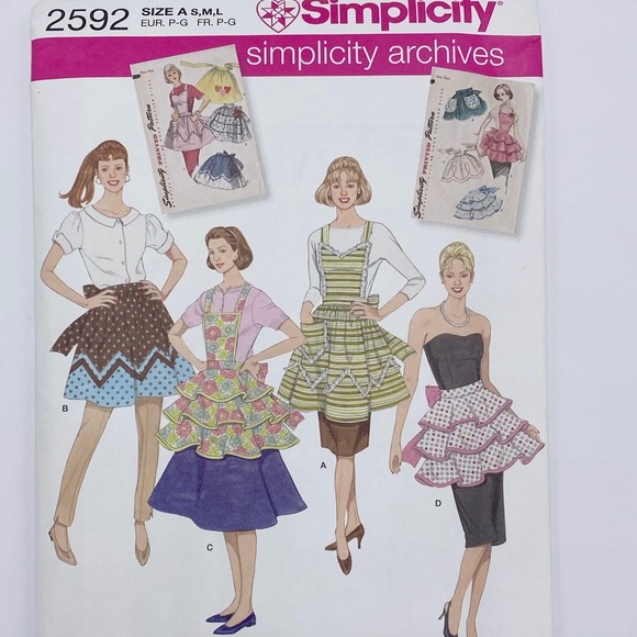 Simplicity 2592 Apron Sewing Pattern Size A S-M-L - Picture 2 of 7